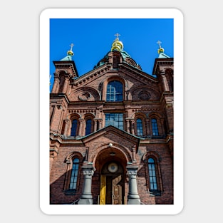 Uspenski Cathedral with green domes and golden crosses Sticker